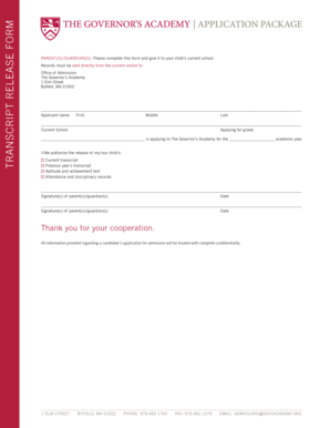 School Transcript Release Form
