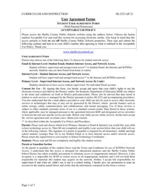 Shelby County Student User Agreement Form