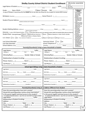 Shelby County School District Student Enrollment Form