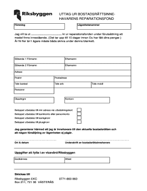 Swedish Apartment Repair Fund Withdrawal Form