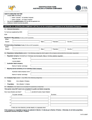 Australian and Foreign Companies Identification Form