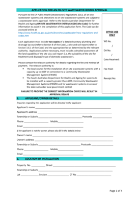 Application for On-Site Wastewater Works Approval
