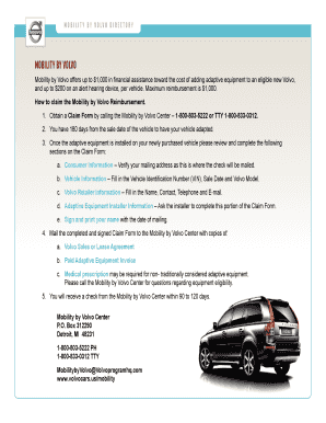 Mobility by Volvo Reimbursement Claim Form
