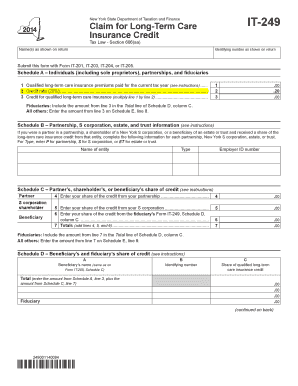 New York Long-Term Care Insurance Credit Form IT-249