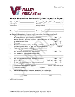Onsite Wastewater Treatment System Inspection Report