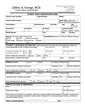 Patient Yearly Registration Form