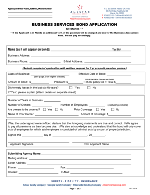 Business Services Bond Application