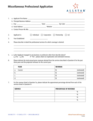 Miscellaneous Professional Application