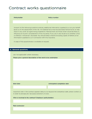 Contract Works Questionnaire