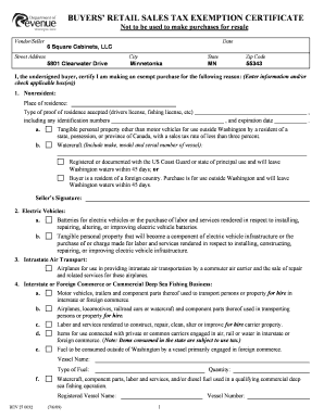 Washington Buyers' Retail Sales Tax Exemption Certificate