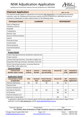 NSW Adjudication Application Form