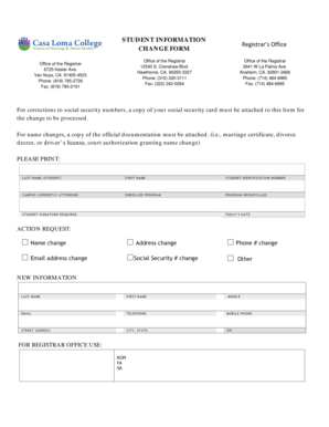 Student Information Change Form