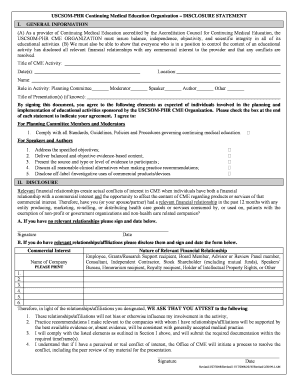 USCSOM-PHR CME Disclosure Statement