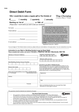 UK Direct Debit Form for The Christie