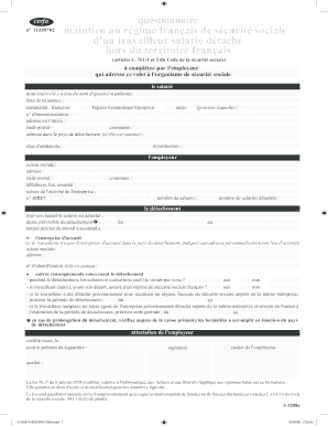 Questionnaire de maintien au régime français de sécurité sociale