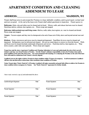 Apartment Condition and Cleaning Addendum to Lease