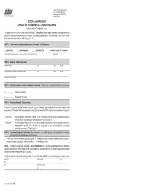 California Motor Carrier Self-Insurance Application