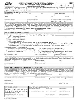 Firefighter Certificate of Driving Skill