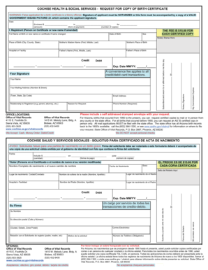 Arizona Birth Certificate Request Form