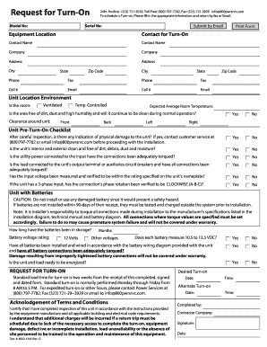 Request for Turn-On Form