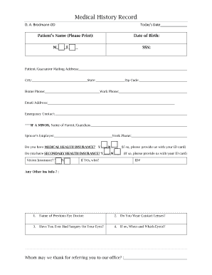 Medical History Form