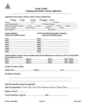 Scouts Canada Camping and Outdoor Activity Application