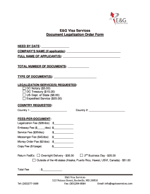 Document Legalization Order Form