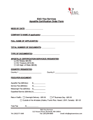 Apostille Certification Order Form