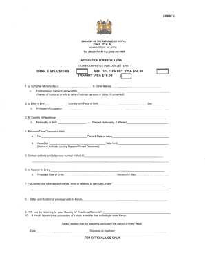 Kenya Visa Application Form