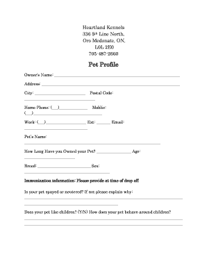 Pet Boarding Profile Form