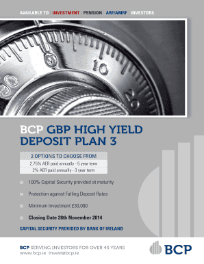 BCP GBP High Yield Deposit Plan 3 Application Form