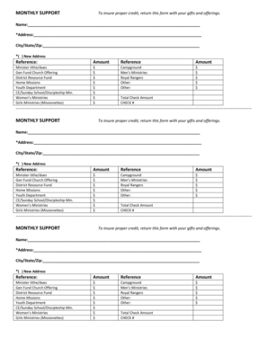 Monthly Support Form