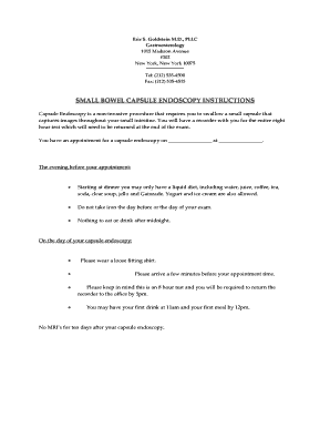 Small Bowel Capsule Endoscopy Instructions