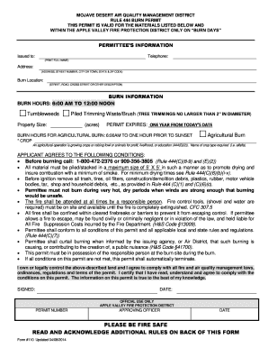 Mojave Desert Air Quality Management District Burn Permit
