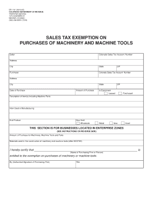 Colorado Sales Tax Exemption Form DR 1191