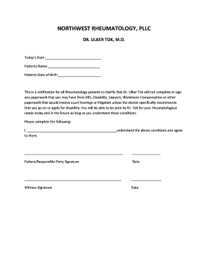 Rheumatology Patient Notification Form