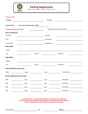 Accessible Parking Registration Form