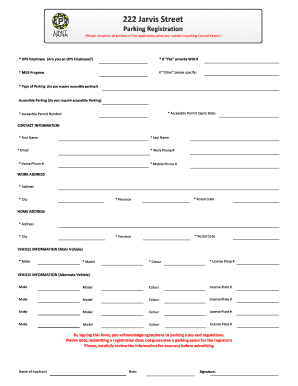 Employee Parking Registration Form