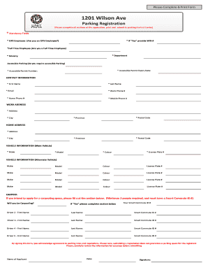 Employee Parking Registration Form