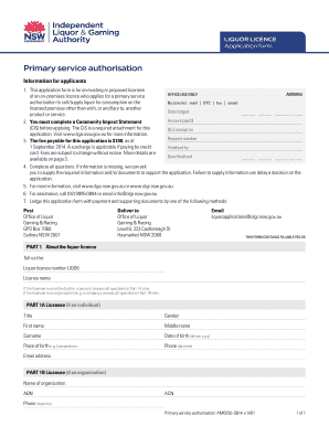 Liquor Licence Application Form