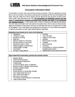 IHSA Sports Medicine Acknowledgement & Consent Form