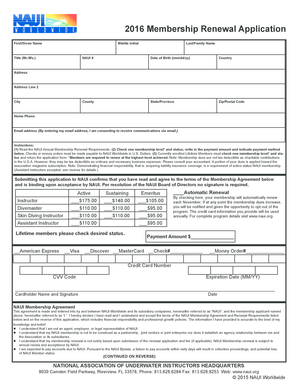 2016 Membership Renewal Application - NAUI - naui