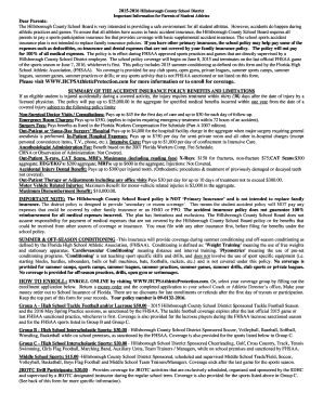 Hillsborough County School Sports Insurance Enrollment Form