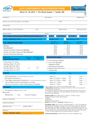2016 ASPA Conference Registration Form