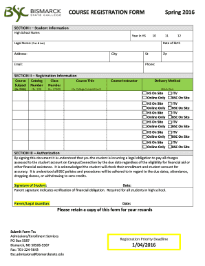 Course Registration Form