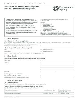 UK Environmental Permit Application Part B1