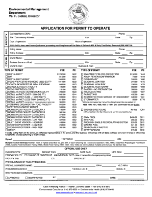 California Application for Permit to Operate