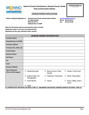 Broward County Vendor Permit Application