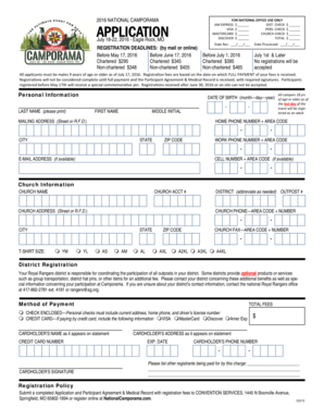 2016 National Camporama Registration Form