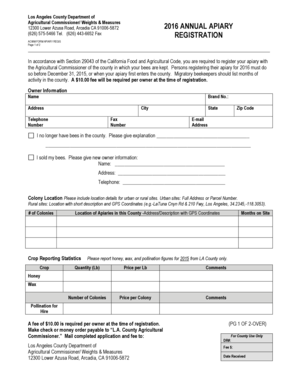 California Apiary Registration Form